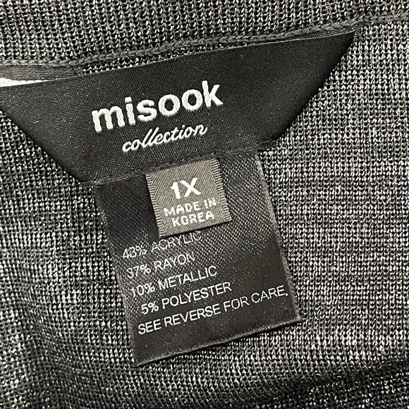 Misook Collection Metallic Gray Silver Elastic Waist Knit Pencil Skirt Size 1X - Picture 4 of 5